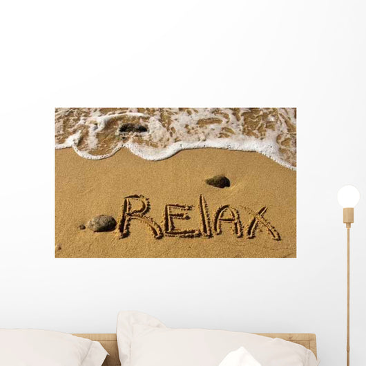 Relax Inscription Sand near Wall Decal Design 2