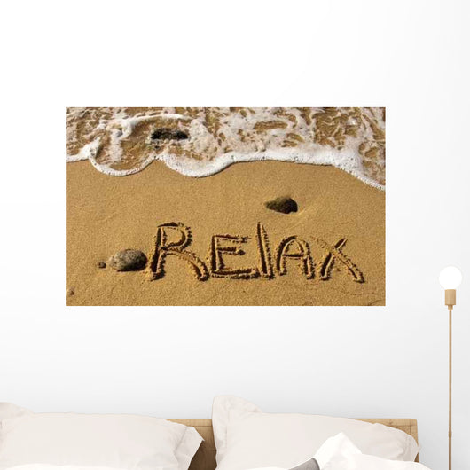 Relax Inscription Sand near Wall Decal Design 2
