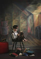 A Boy Posed Reading Old Books Wall Mural