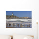 Seagulls On The Beach And Yaquina Head Lighthouse On The Oregon Coast Wall Mural