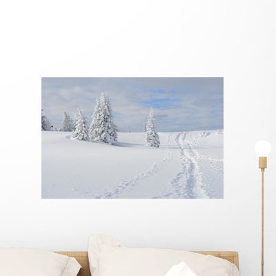 Winter Landscape Wall Mural shown on a wall