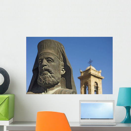 Archbishop Makarios Statue Outside Archbishopic Palace, Close Up Wall Mural