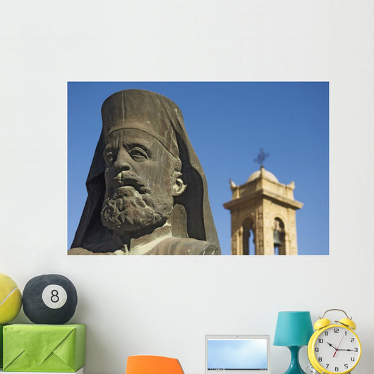 Archbishop Makarios Statue Outside Archbishopic Palace, Close Up Wall Mural