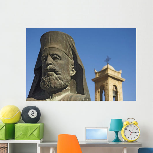 Archbishop Makarios Statue Outside Archbishopic Palace, Close Up Wall Mural