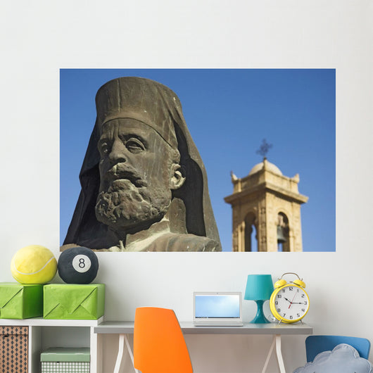 Archbishop Makarios Statue Outside Archbishopic Palace, Close Up Wall Mural