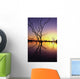 Silhouetted Trees In Lake Bennet At Sunset Wall Mural