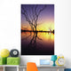 Silhouetted Trees In Lake Bennet At Sunset Wall Mural