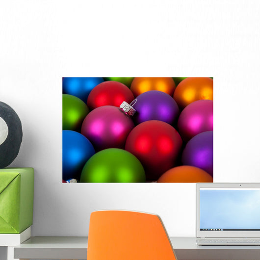 Multi-colored christmas ornament/baubles as a background Wall Mural