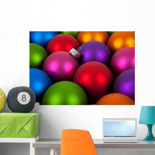 Multi-colored christmas ornament/baubles as a background Wall Mural