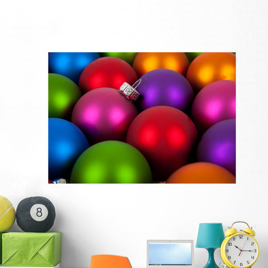 Multi-colored christmas ornament/baubles as a background Wall Mural