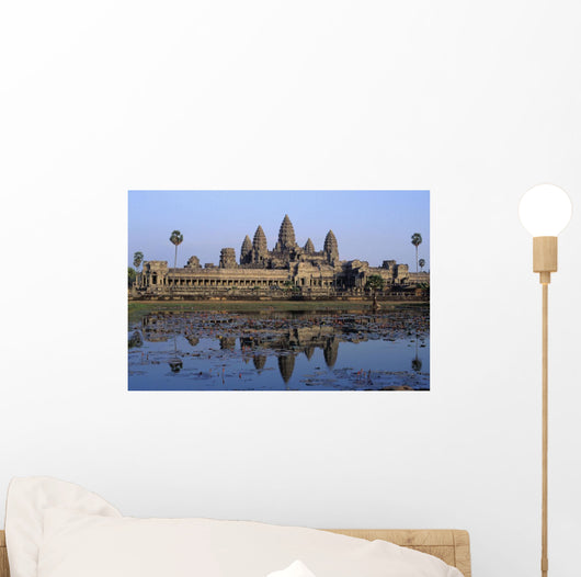 Towers Of Angkor Wat And Lake Wall Mural