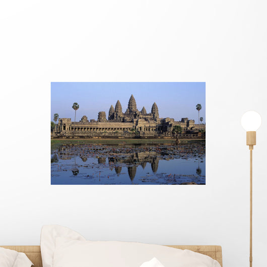 Towers Of Angkor Wat And Lake Wall Mural