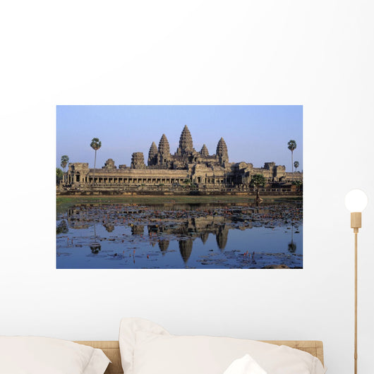 Towers Of Angkor Wat And Lake Wall Mural