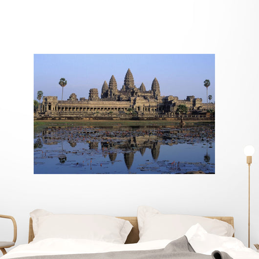 Towers Of Angkor Wat And Lake Wall Mural
