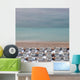 Deck Chairs On Empty Beach Wall Mural