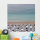 Deck Chairs On Empty Beach Wall Mural