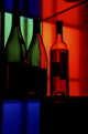 Three Bottles In A Bar, Close Up Wall Mural