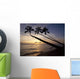 Palm Trees On Beach At Sunset Wall Mural