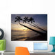 Palm Trees On Beach At Sunset Wall Mural