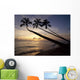 Palm Trees On Beach At Sunset Wall Mural
