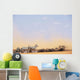 Zebras And Water Buffalo At A Watering Hole Wall Mural