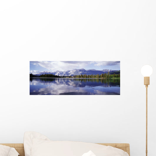 Rockies Reflected In Lake Beauvert Wall Mural