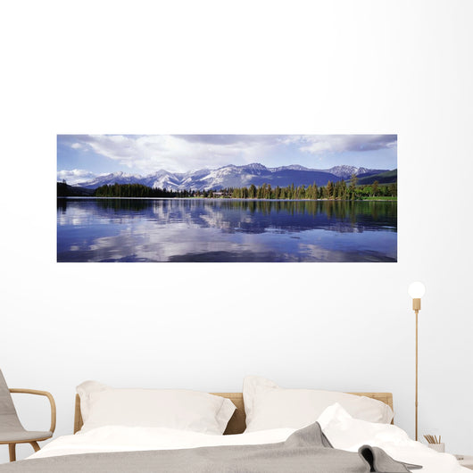 Rockies Reflected In Lake Beauvert Wall Mural