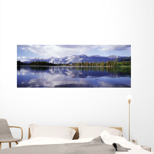 Rockies Reflected In Lake Beauvert Wall Mural