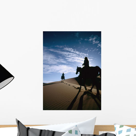 Horseback Riders In Silhouette On Sand Dune Wall Mural
