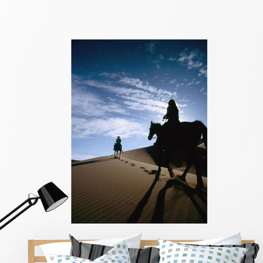 Horseback Riders In Silhouette On Sand Dune Wall Mural