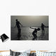 Silhouette Of Boys Fishing Wall Mural
