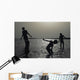 Silhouette Of Boys Fishing Wall Mural