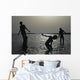 Silhouette Of Boys Fishing Wall Mural