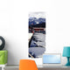 Boats Moored At Lake Minnewanka Wall Mural
