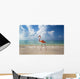 Flamingo Walking Along Beach Wall Mural