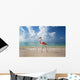 Flamingo Walking Along Beach Wall Mural
