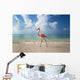 Flamingo Walking Along Beach Wall Mural