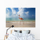 Flamingo Walking Along Beach Wall Mural