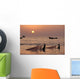 Fishermen Holding Nets In Sea At Sunset Wall Mural