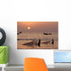 Fishermen Holding Nets In Sea At Sunset Wall Mural