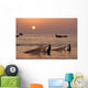 Fishermen Holding Nets In Sea At Sunset Wall Mural