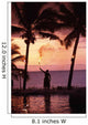 Native In A Grass Skirt Holding A Flaming Torch By Coast At Sunset Wall Mural