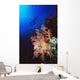 Two Silhouetted Divers Behind Soft Corals In The Red Sea Wall Mural