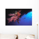 Silhouette Of Scuba Diver With Red Soft Coral Wall Mural