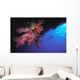 Silhouette Of Scuba Diver With Red Soft Coral Wall Mural
