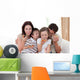 Happy family eating pizza Wall Mural