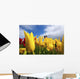 Tulips In A Field And A Windmill At Wooden Shoe Tulip Farm Wall Mural