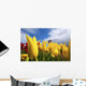 Tulips In A Field And A Windmill At Wooden Shoe Tulip Farm Wall Mural