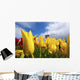 Tulips In A Field And A Windmill At Wooden Shoe Tulip Farm Wall Mural