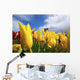 Tulips In A Field And A Windmill At Wooden Shoe Tulip Farm Wall Mural